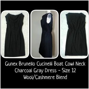Brunello Cucinelli Gray Wool Sheath Dress 12